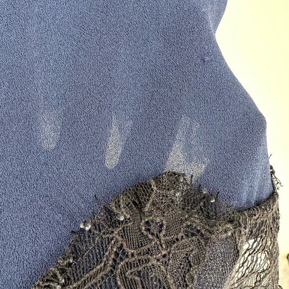 BB Dakota Lace Hem 3/4 Sleeve Pullover Plus Size Top Navy Blue Women's Size 2X - Picture 6 of 8